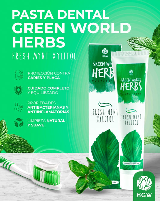 Pasta Dental Natural Green World Herbs SIN FLUOR