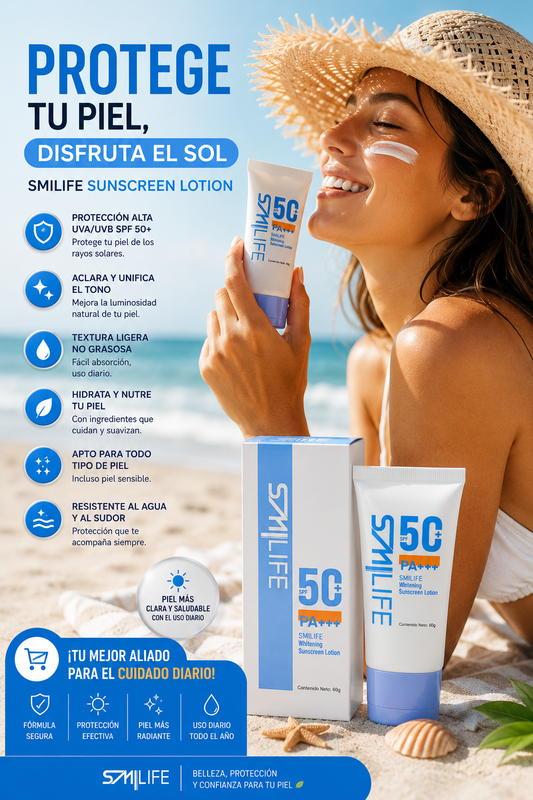 Protector Solar Aclarante SMILIFE SPF 50+ PA+++ | Protección UV e Hidratación Diaria