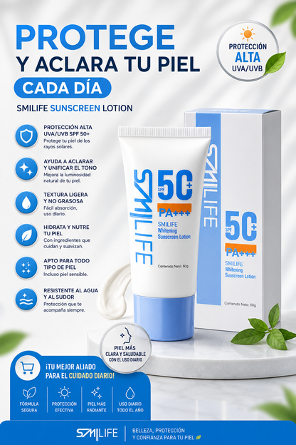 PACK 2 Protector Solar Aclarante SMILIFE SPF 50+ PA+++ | Protección UV e Hidratación Diaria (Copia)
